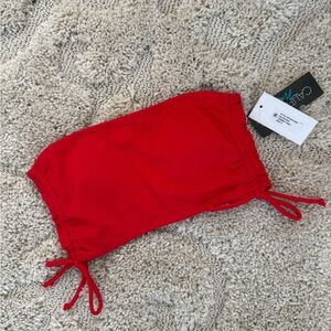 California Waves Ribbed Bandeau Bikini Top With Side Ties (S)